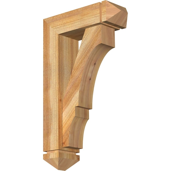 Ekena Millwork Balboa Arts and Crafts Rough Sawn Bracket w/ Offset Brace, Western Red Cedar, 6"W x 18"D x 30"H BKT0604X18X30BOA03RWR - main